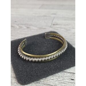 Nora Tahe Native Navajo Sterling Silver Gold-filled Coil Cuff Bracelet MarkedVTG